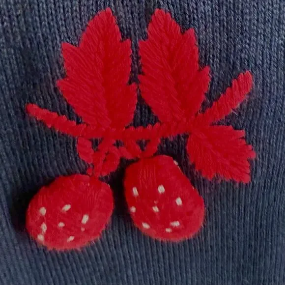 NEW NWT Talbots Medium Christmas Sweater Knit Strawberries Blouse Shirt Top - Picture 6 of 8